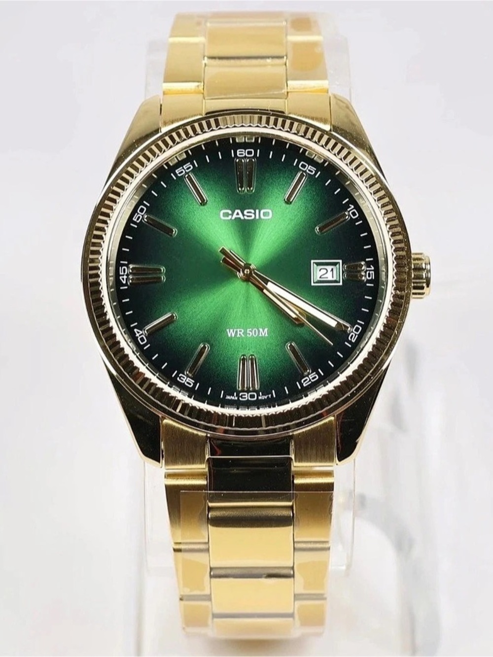 Casio MTP-1302PGC-3AV Gold & Green Dial Watch